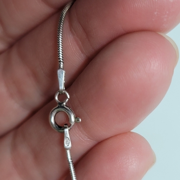 Sterling silver snake chain necklace with prism cube charm - Picture 6 of 12